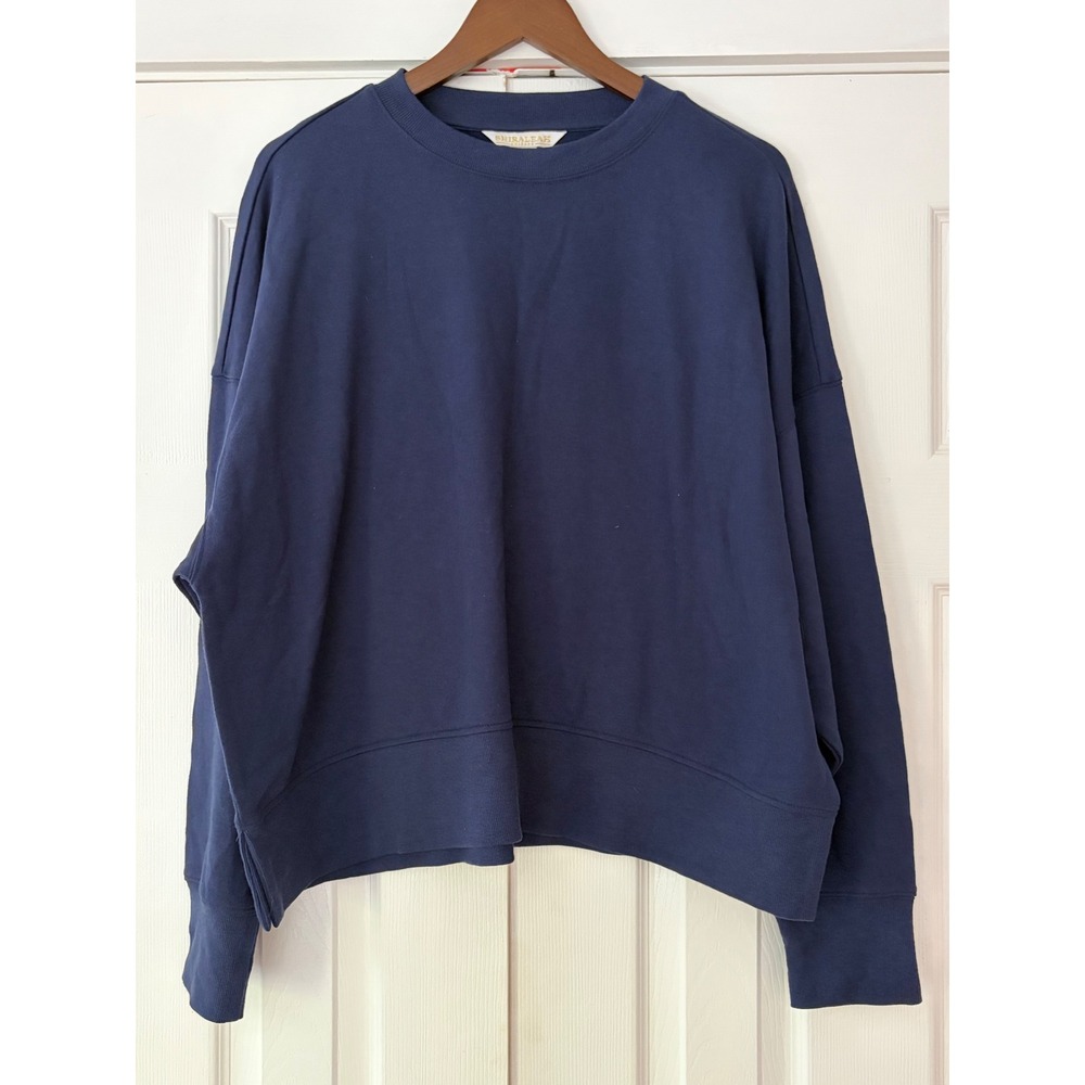 Shiraleah Chicago Navy Blue Oversized French Terry Crewneck Sweatshirt Large